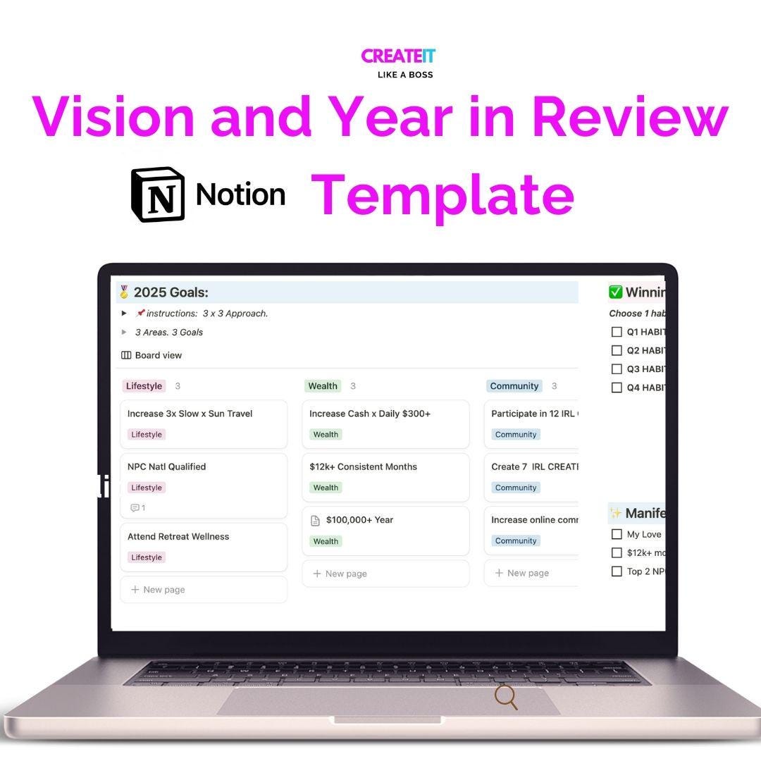 2025 Vision Notion Template for Creators