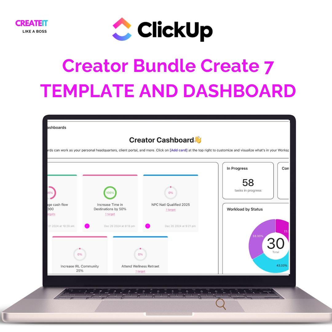 Creator Bundle with Create 7 ClickUp Template and Dashboard