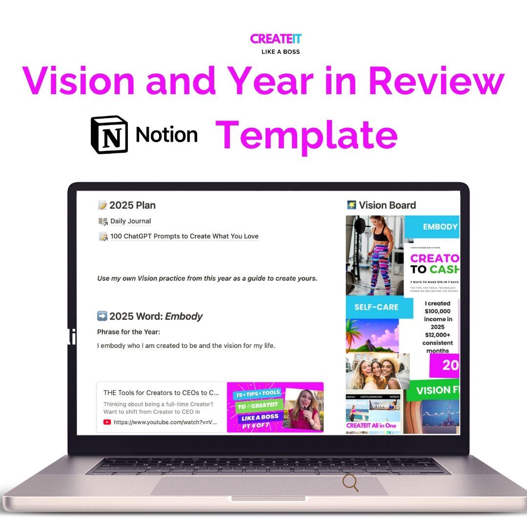 2025 Vision Notion Template for Creators
