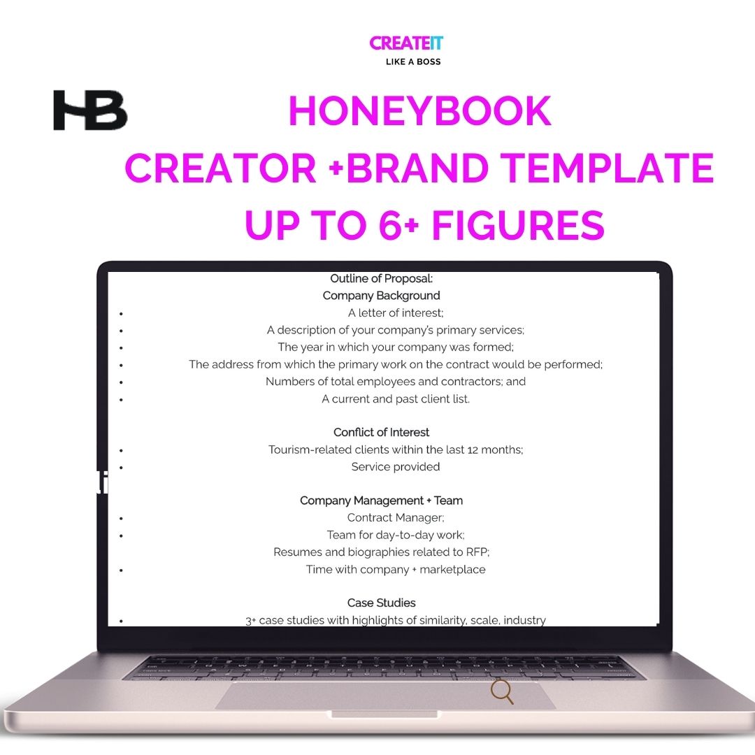 Brand Proposal Template for Creators and Brands in Honeybook