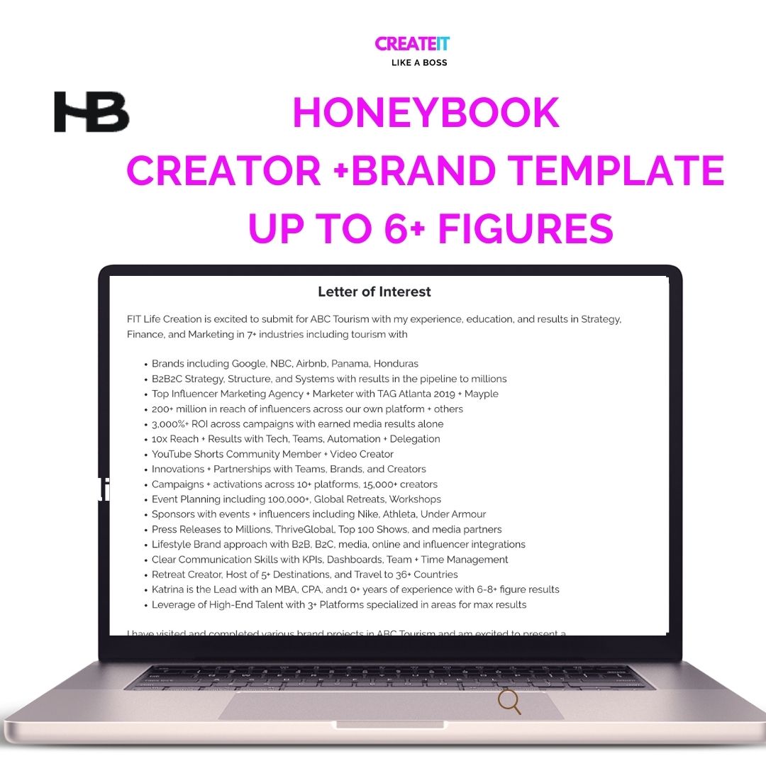 Brand Proposal Template for Creators and Brands in Honeybook