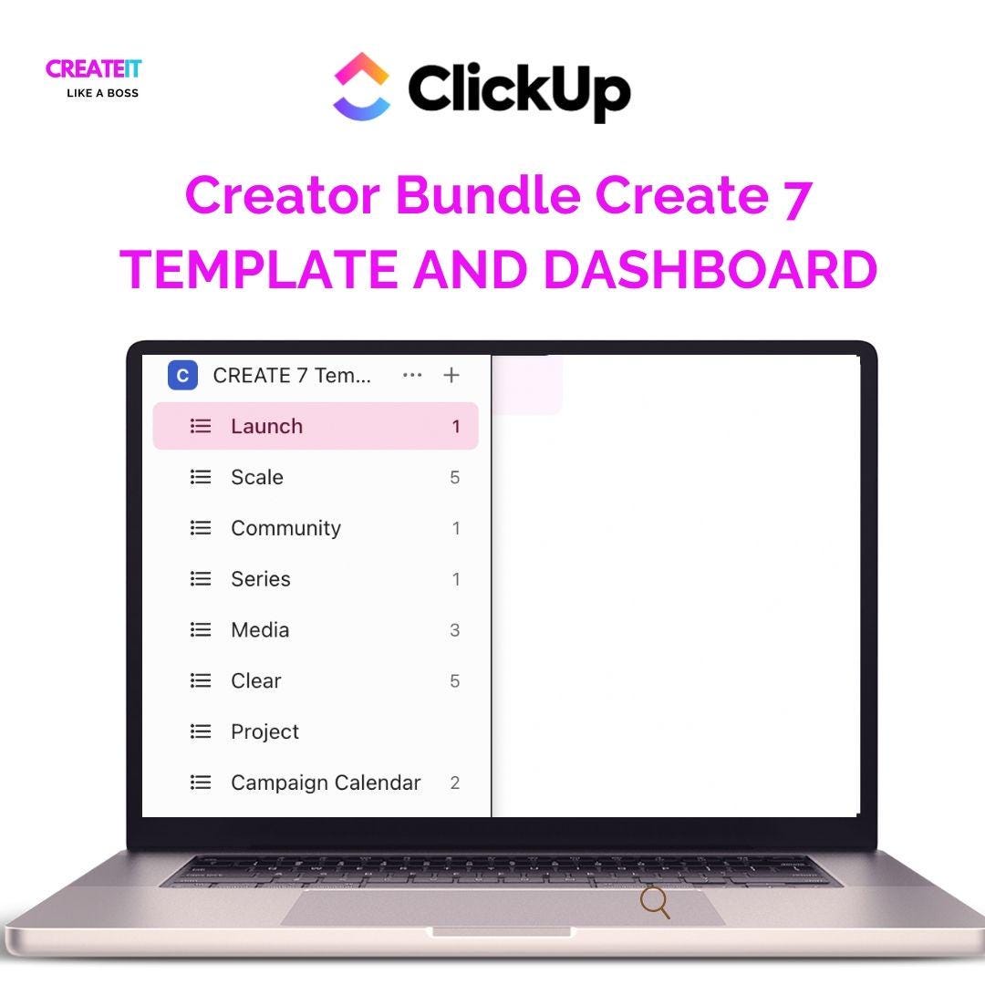 Creator Bundle with Create 7 ClickUp Template and Dashboard